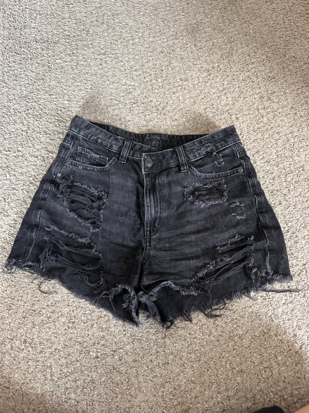 American Eagle Outfitters Black Distressed Cutoff Jean Shorts